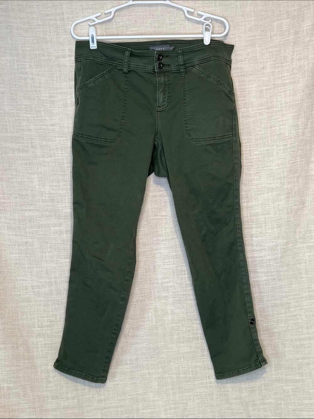 Torrid Crop Twill Military Aviator Pants in olive green